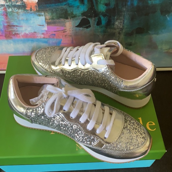 KATE SPADE Felicia Glitter Sneakers Silver - Picture 4 of 8